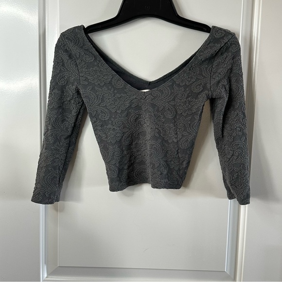 Abercrombie & Fitch Tops - Abercrombie & Fitch Olive Green Lace Long Sleeve Crop Top | XS